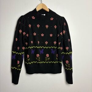 525 America Floral Puff Sleeve Pullover Sweater Size Medium